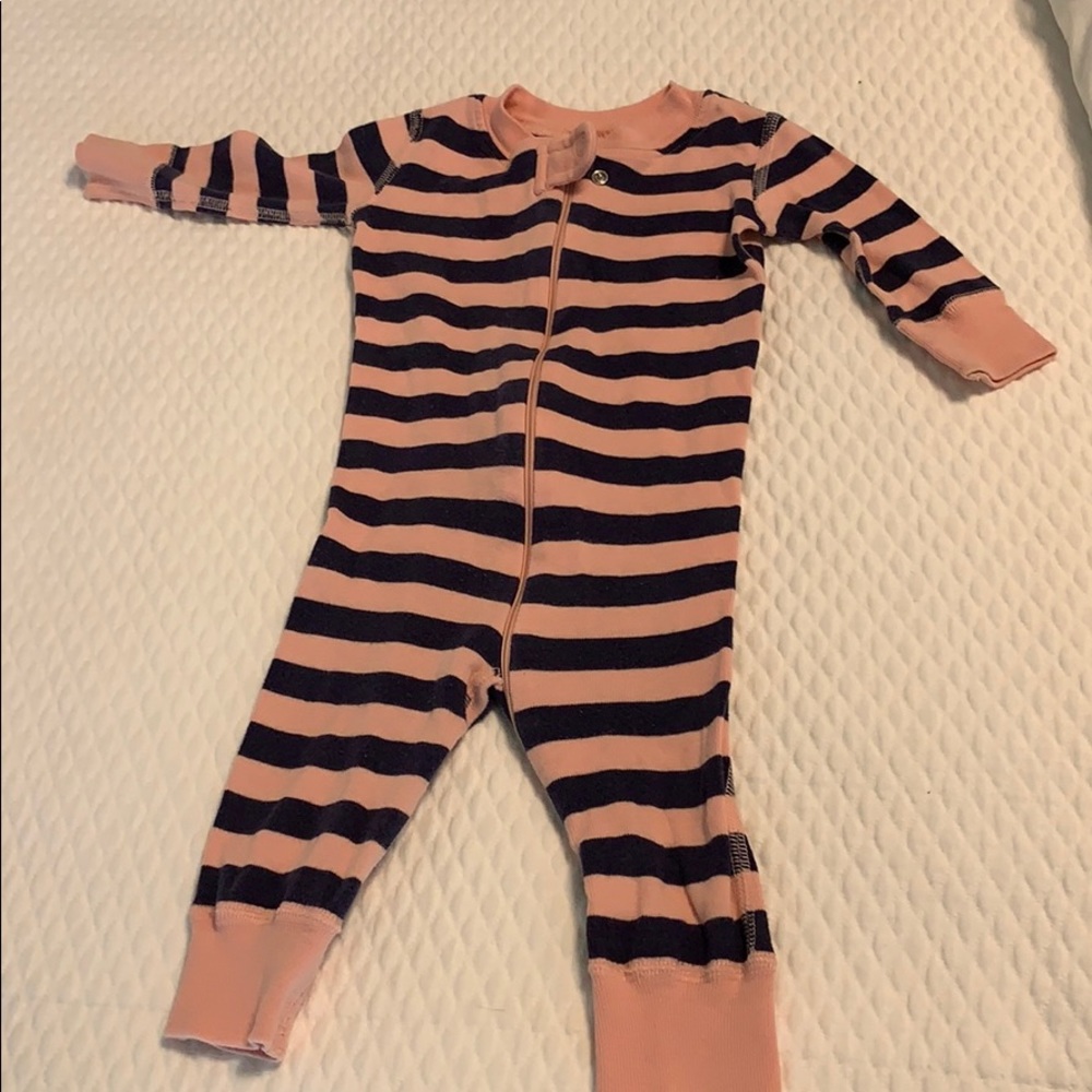 Hanna Andersson pink and blue striped sleeper